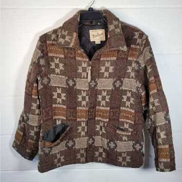 Woolrich Coat Brown Zip Wool western Aztec wool b… - image 1
