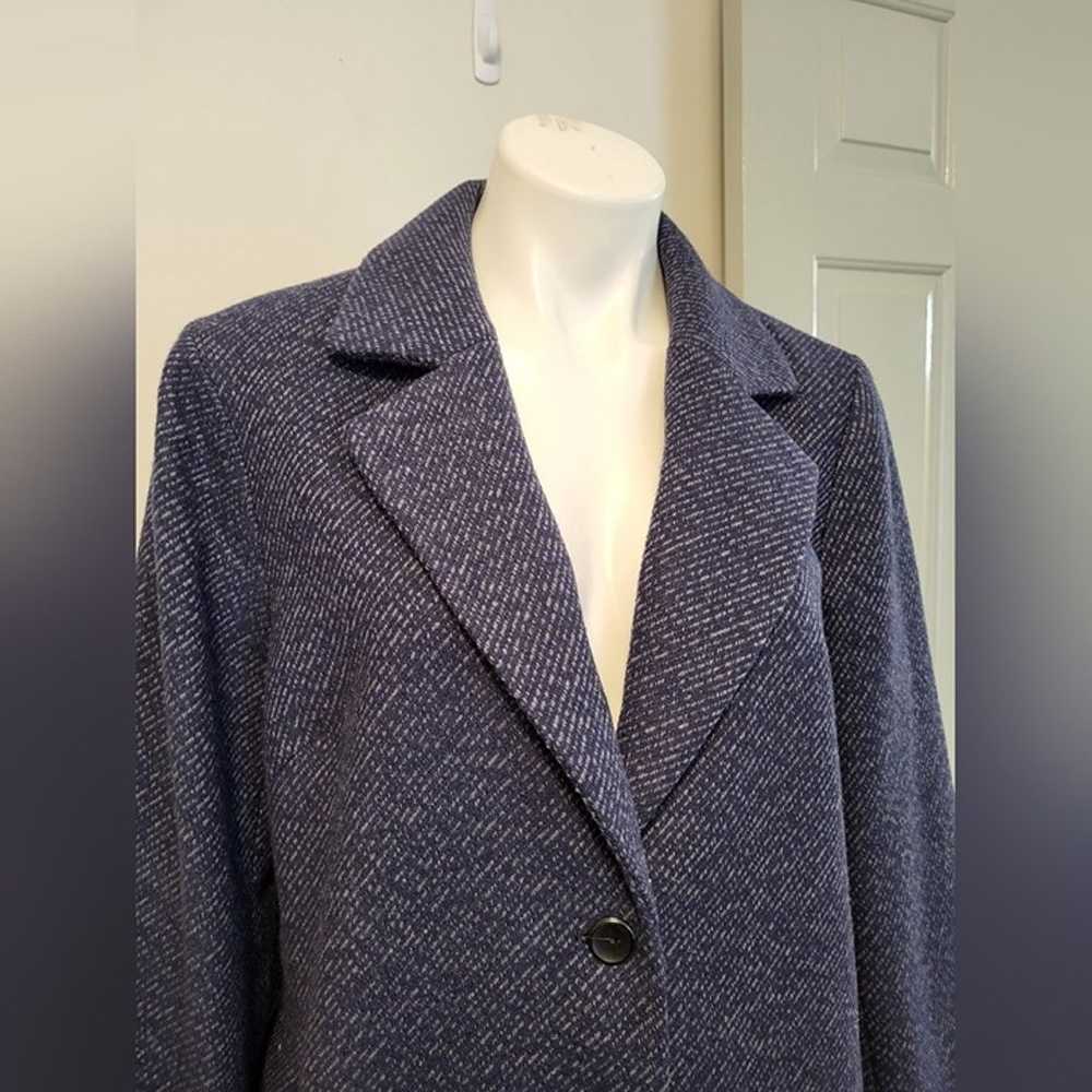 J.Jill Soft Wool Blend Button Front Navy Blue/Gra… - image 5