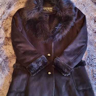 Guess Faux Fur Black Coat Large - image 1