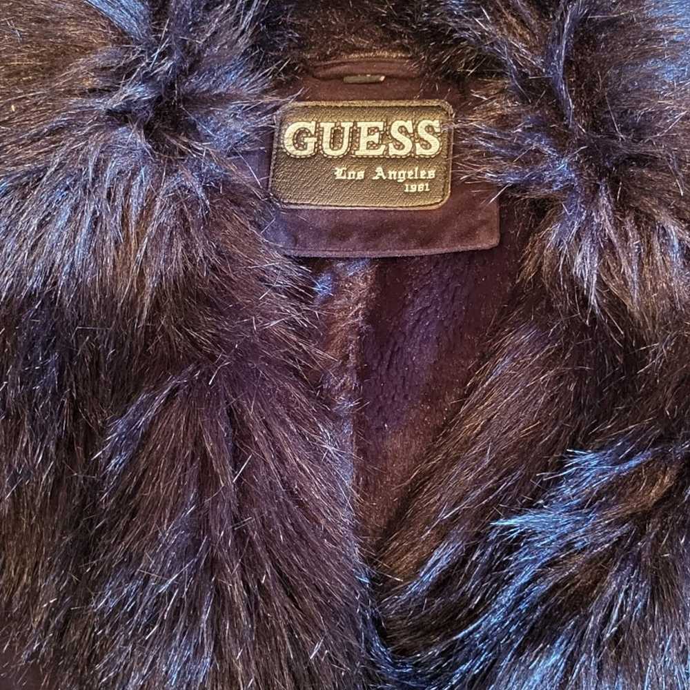 Guess Faux Fur Black Coat Large - image 5