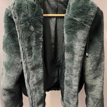 Dark Green Faux Fur Jacket