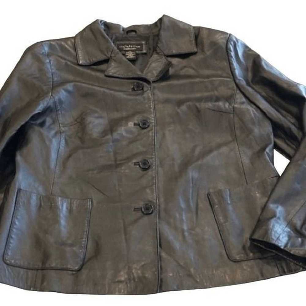 Y2K Leather Croft & Barrow black leather jacket s… - image 1