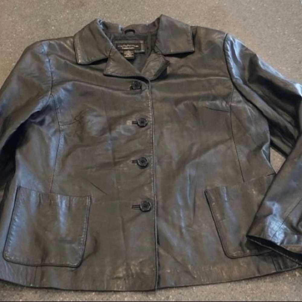 Y2K Leather Croft & Barrow black leather jacket s… - image 2
