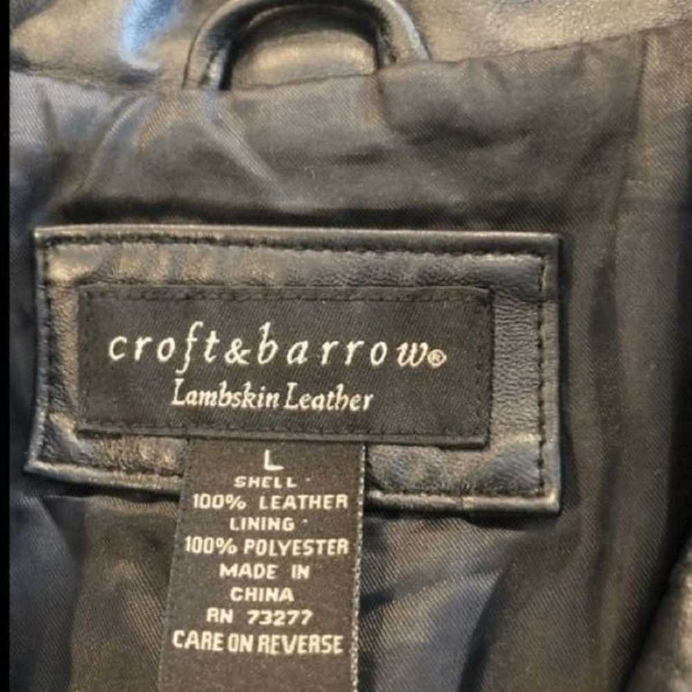 Y2K Leather Croft & Barrow black leather jacket s… - image 3