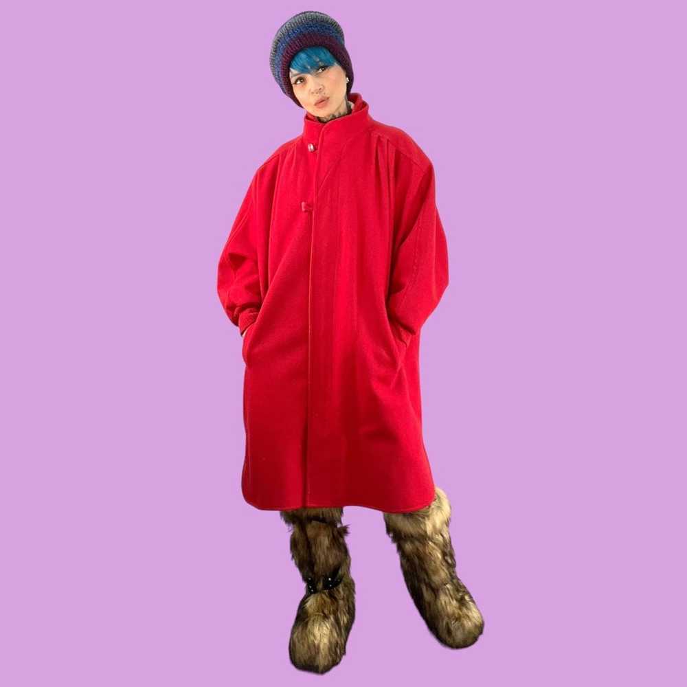 Vintage red cocoon coat - image 2