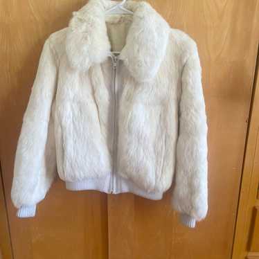 Beautiful cream colored %100 rabbit fur coat