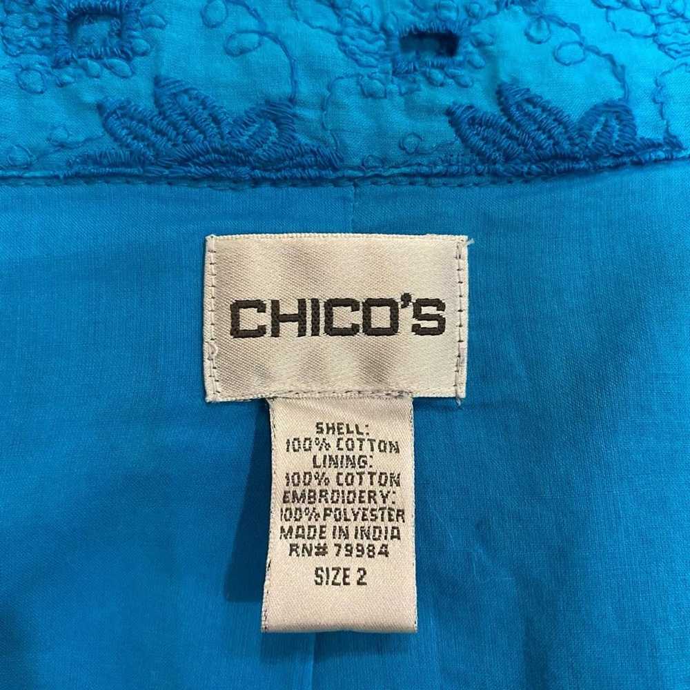 Chico’s Turquoise Open Front Embroidered Eyelet L… - image 12