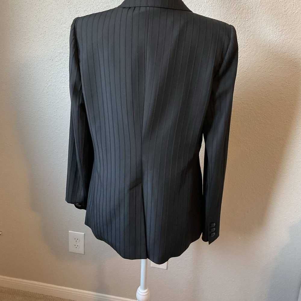 Armani Black Pinstripe Shoulder Pad Blazer Size 12 - image 3