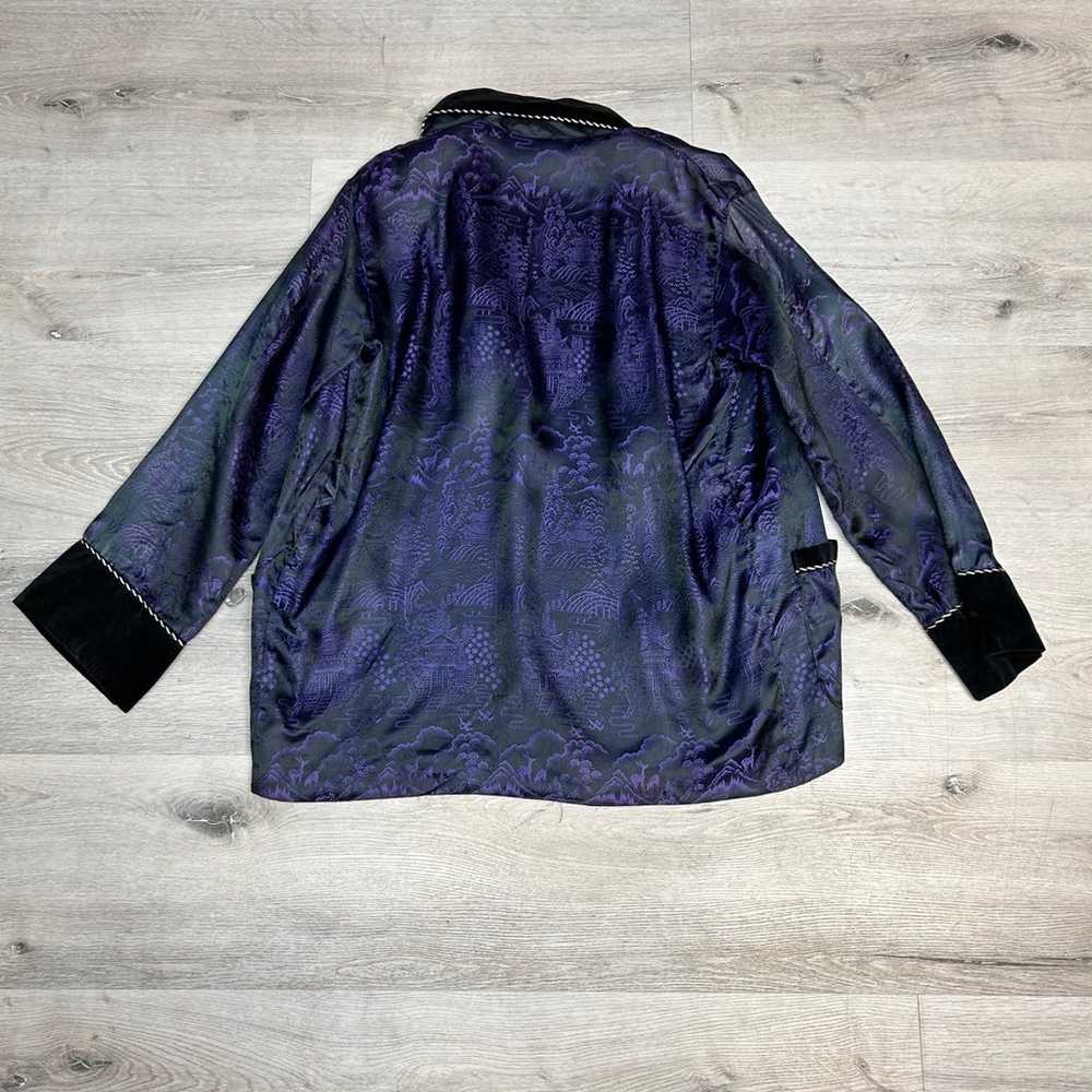 Vintage 1970’s Purple Brocade Velvet Embroidered … - image 2