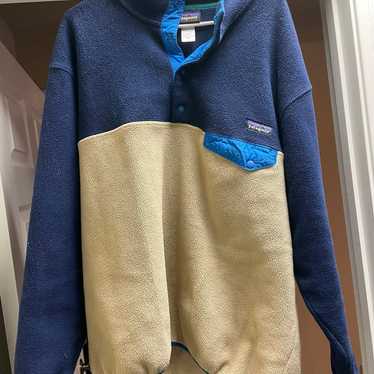 Men's Patagonia Synchilla Pullover Blue and Tan - image 1