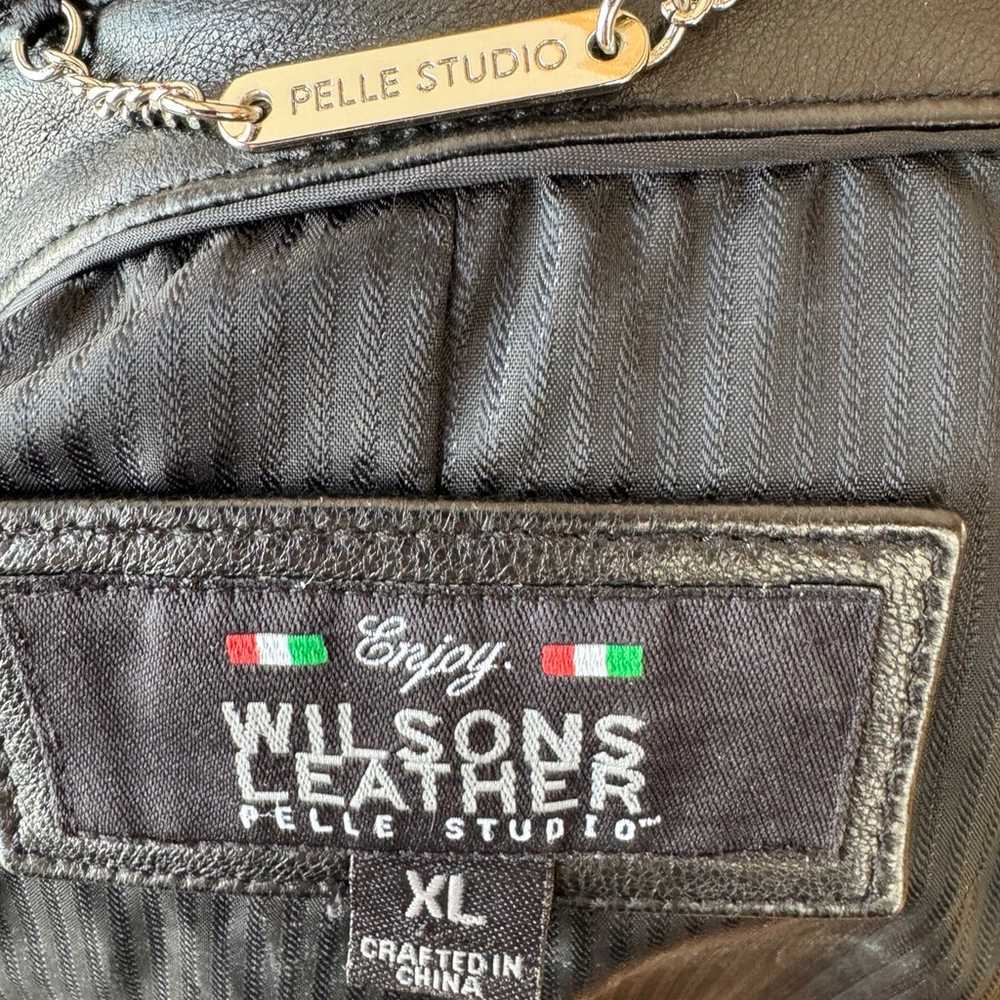 Women black leather jacket szXL WILSON LEATHER EX… - image 2