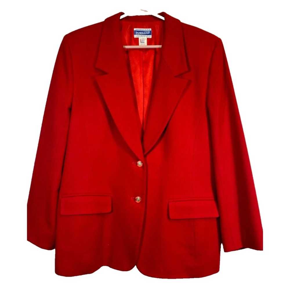 Vintage Pendleton Blazer Women 16 Wool Jacket Red… - image 1