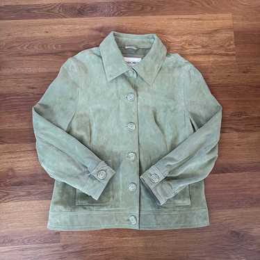 Vintage Y2K Cherokee Sage Green Leather Jacker siz