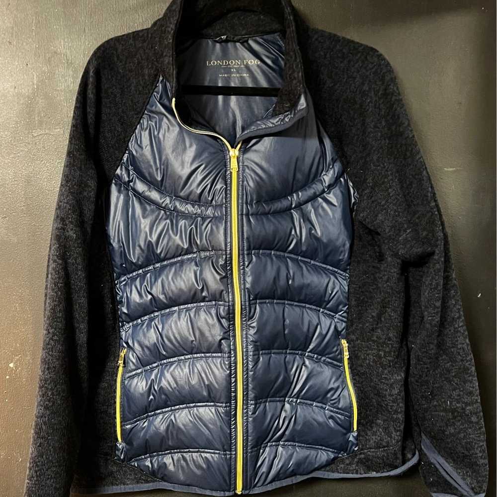 London Fog navy blue puffer coat with sweater sle… - image 1