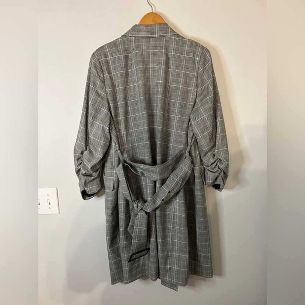 Eloquii Grey Plaid Belted Trench Coat Dress - image 5