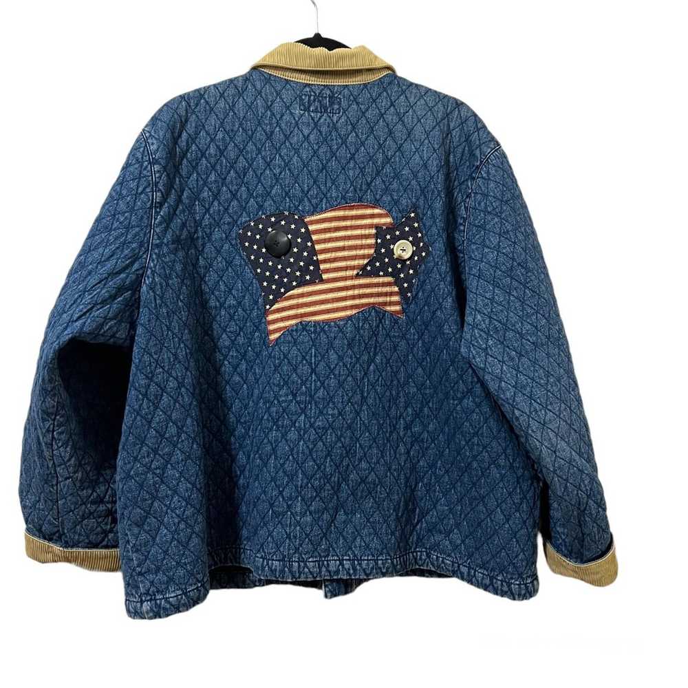 Vintage Blue & Tan Quilted America Shacket - image 2