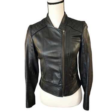 Halogen black leather moto jacket