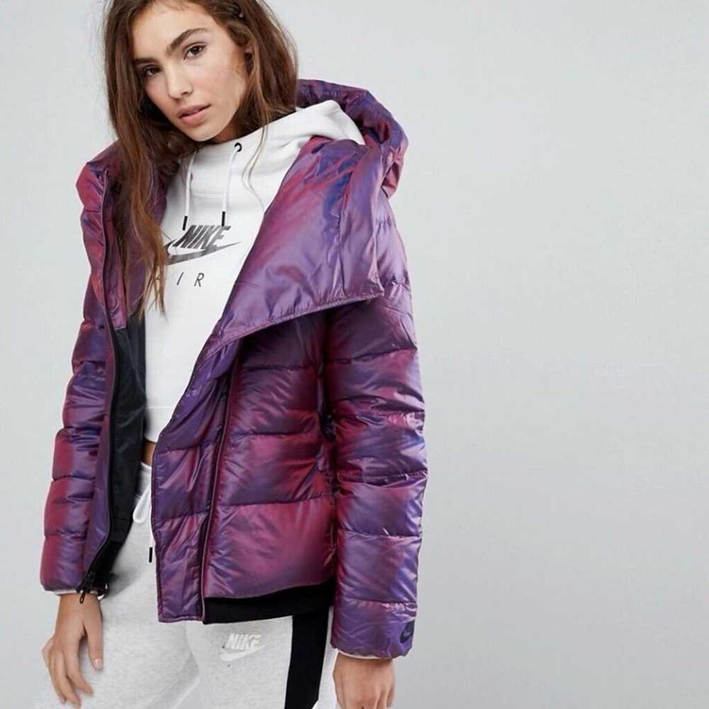 Nike Womens Down Puffer Jacket XS Hooded Zip Irid… - image 11
