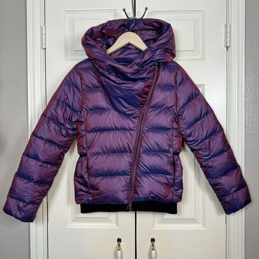 Nike Womens Down Puffer Jacket XS Hooded Zip Irid… - image 1