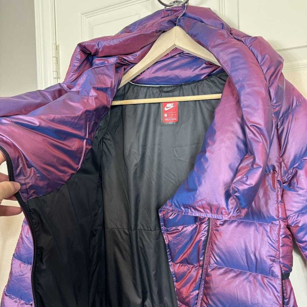 Nike Womens Down Puffer Jacket XS Hooded Zip Irid… - image 6