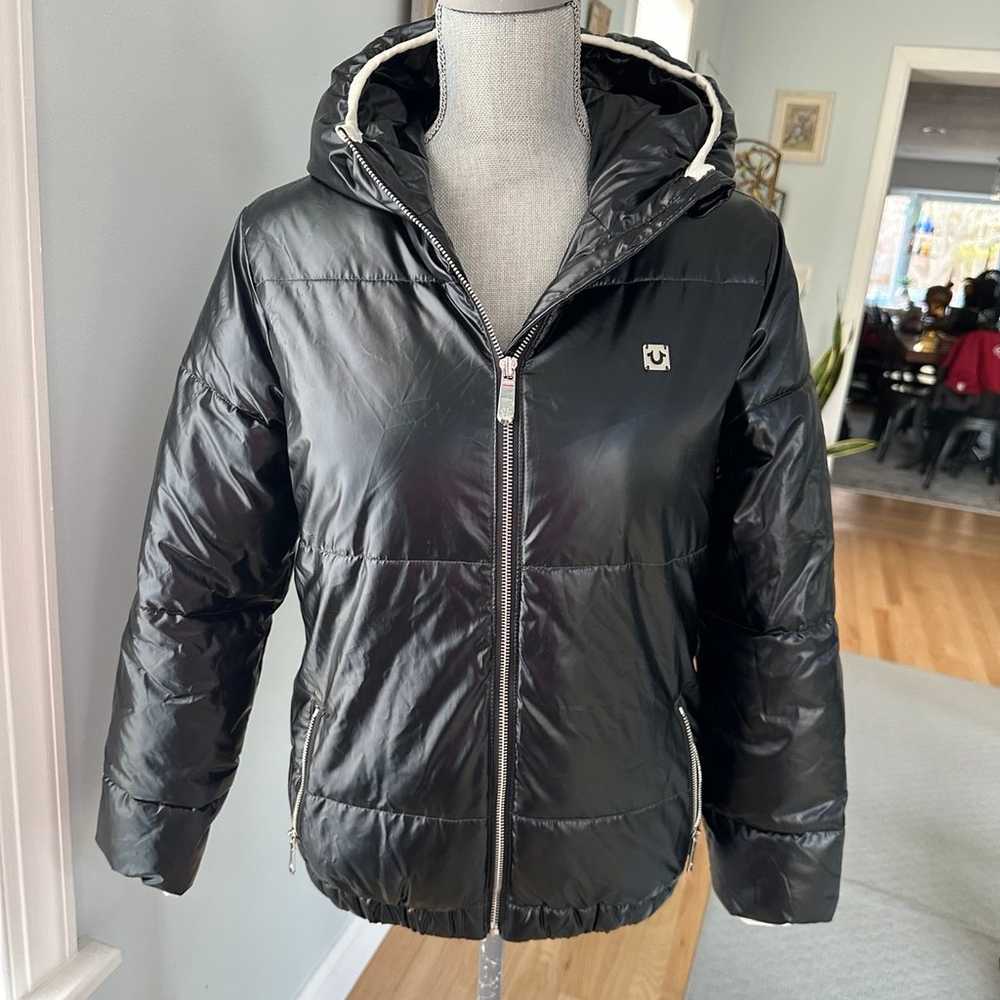 True Religion Quilted Puffer Black and White Jack… - image 1