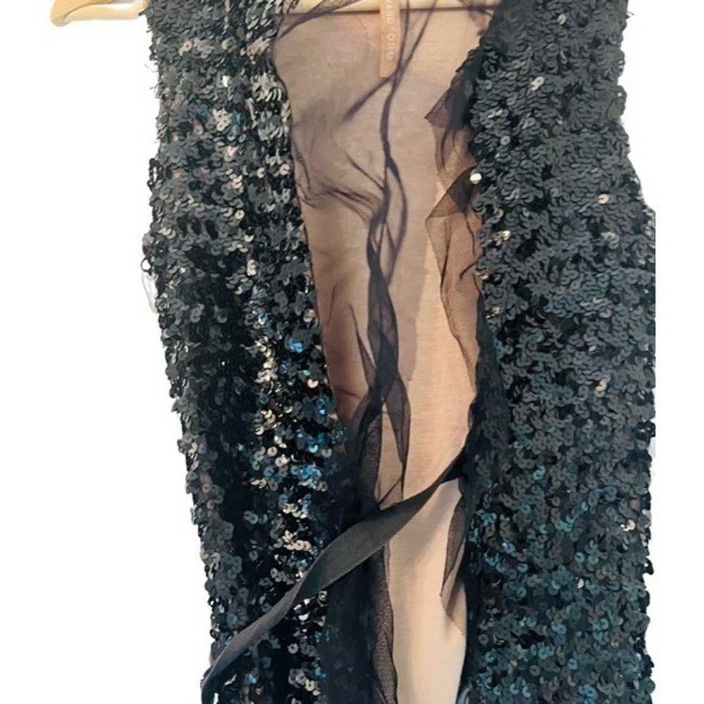 LOY AND FORD Sequin Wrap Vest Chiffon Ruffle in B… - image 2