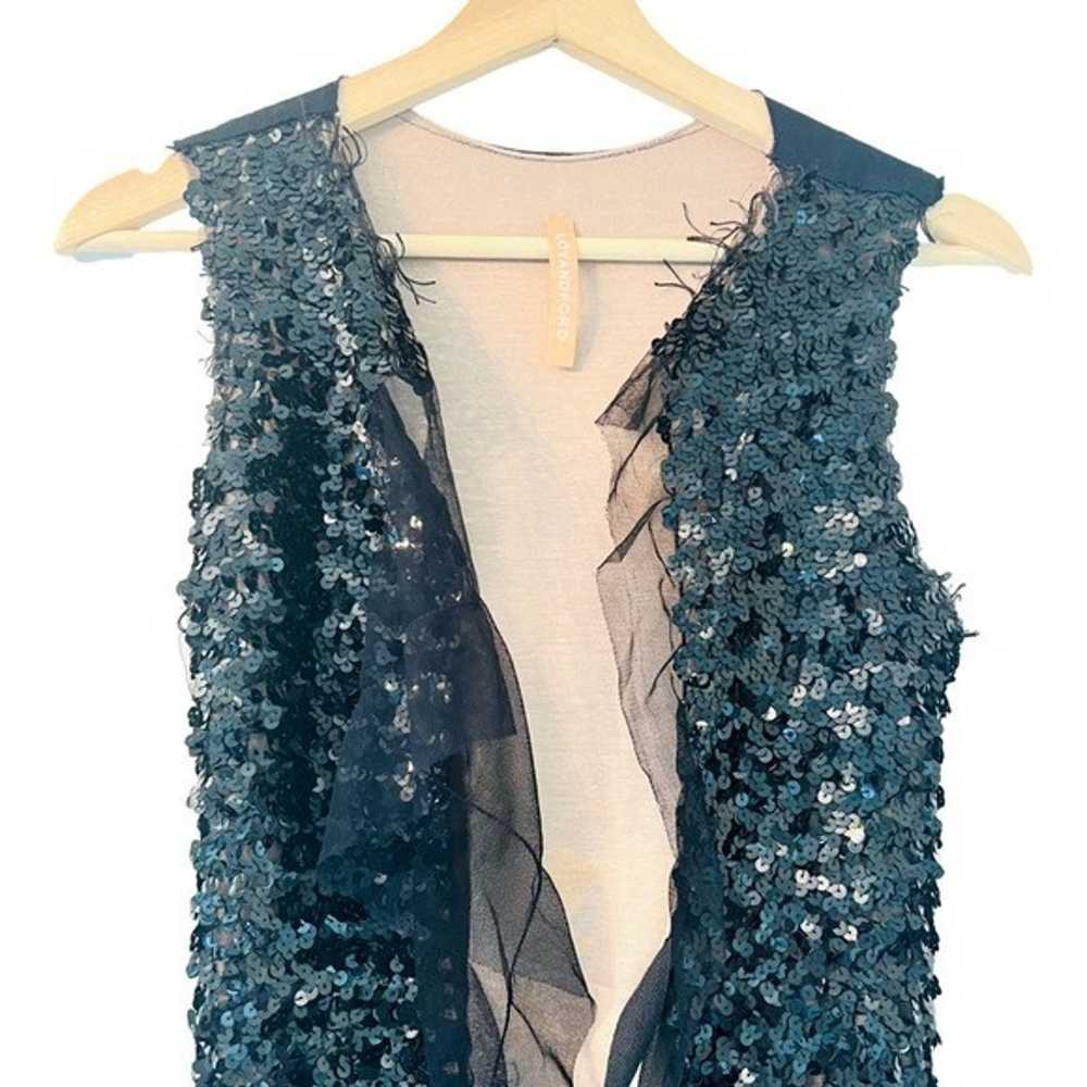 LOY AND FORD Sequin Wrap Vest Chiffon Ruffle in B… - image 3
