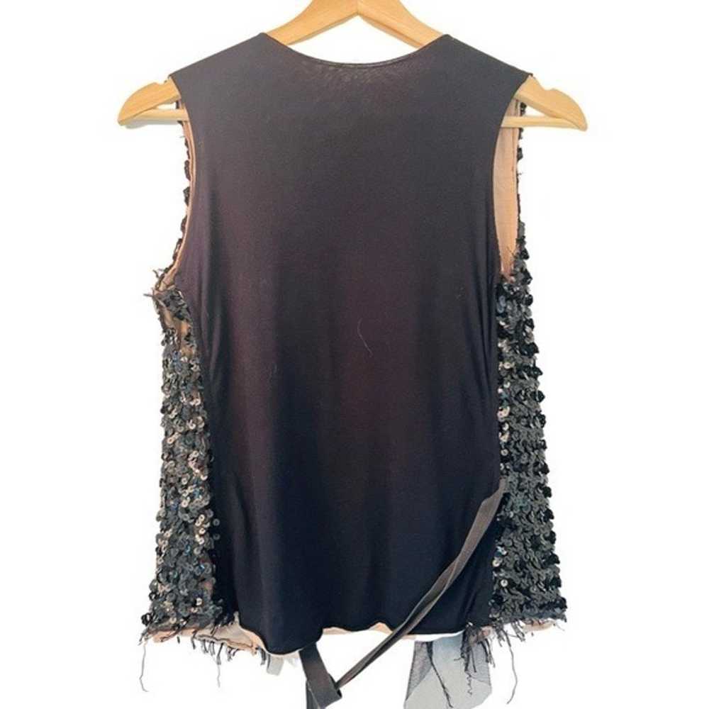 LOY AND FORD Sequin Wrap Vest Chiffon Ruffle in B… - image 6