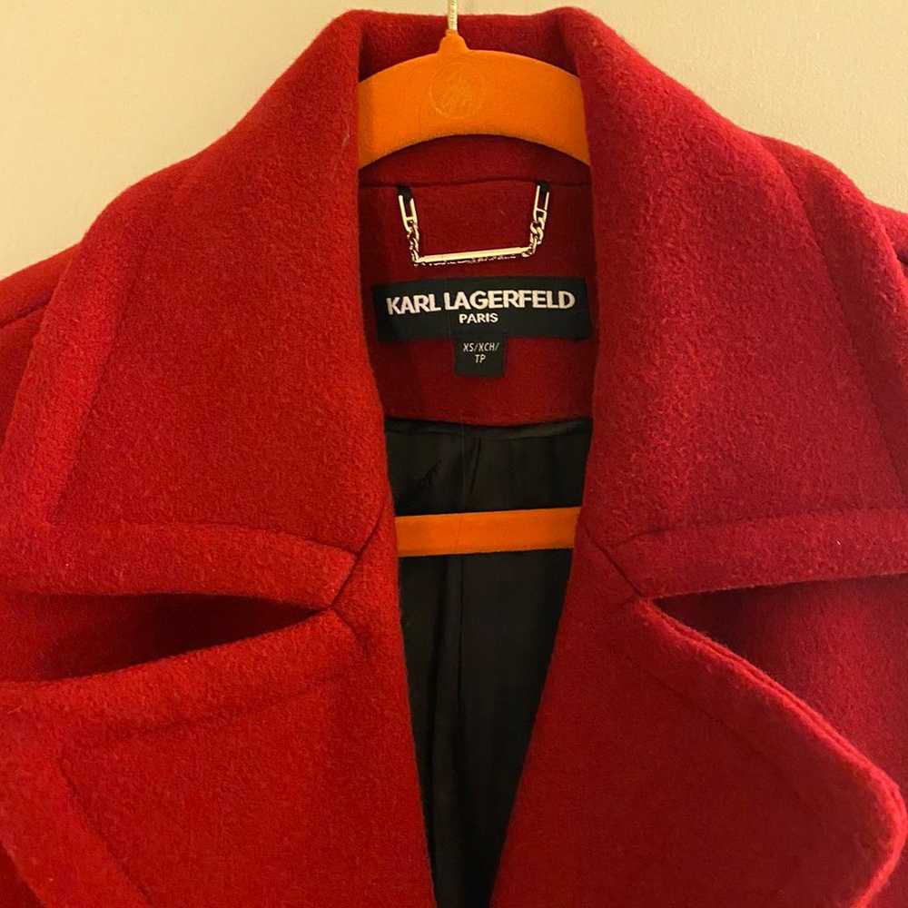 Karl Lagerfeld Red Zipper Wool Coat - image 2