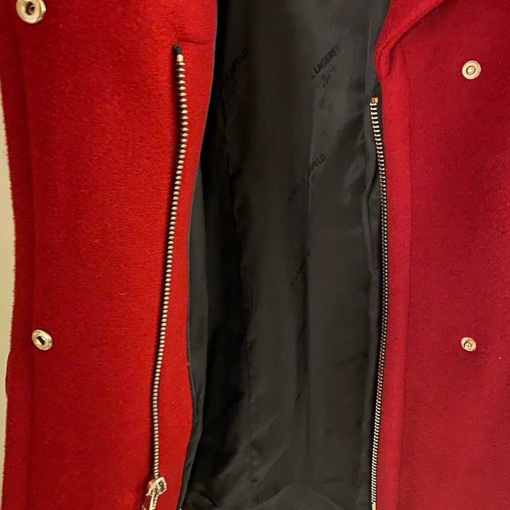 Karl Lagerfeld Red Zipper Wool Coat - image 3