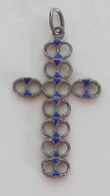 Magnificent 800 Silver Chunky Cross with Enamel