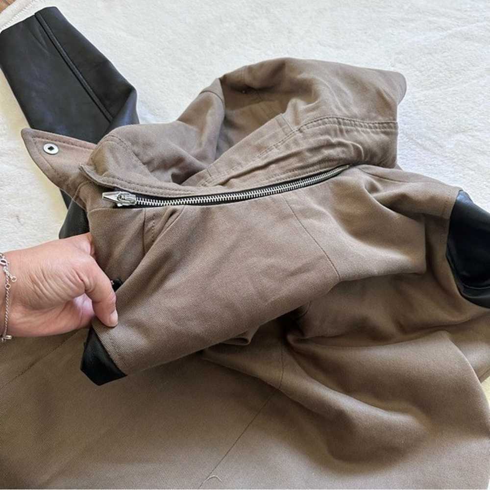 Zara Women Leather Sleeve Hooded Utility Trench C… - image 7