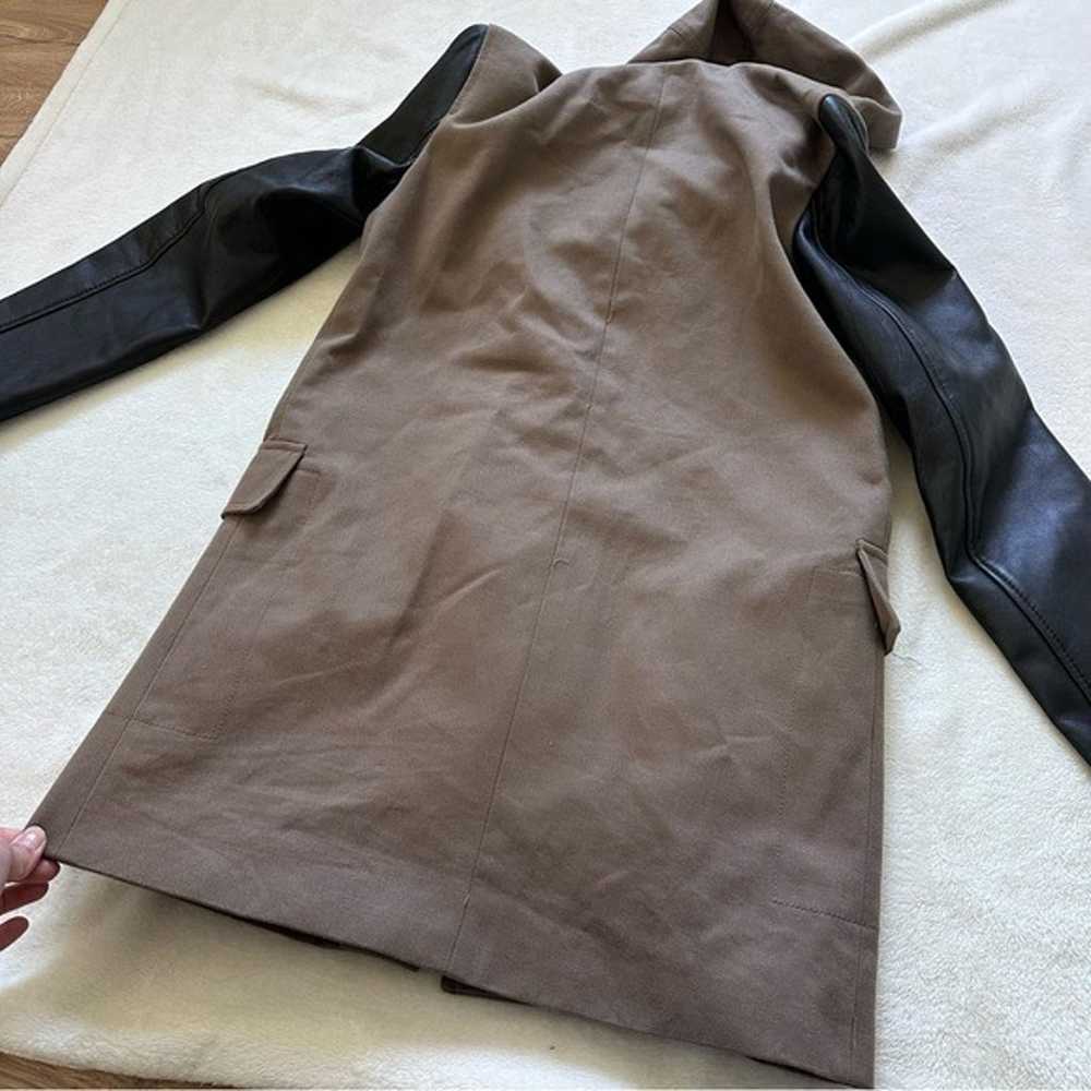 Zara Women Leather Sleeve Hooded Utility Trench C… - image 8