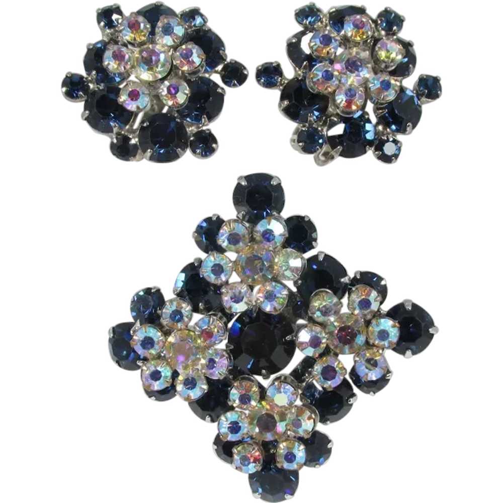 JULIANA Set ~ Two-Tier Brooch & Earrings ~ Blue, … - image 2