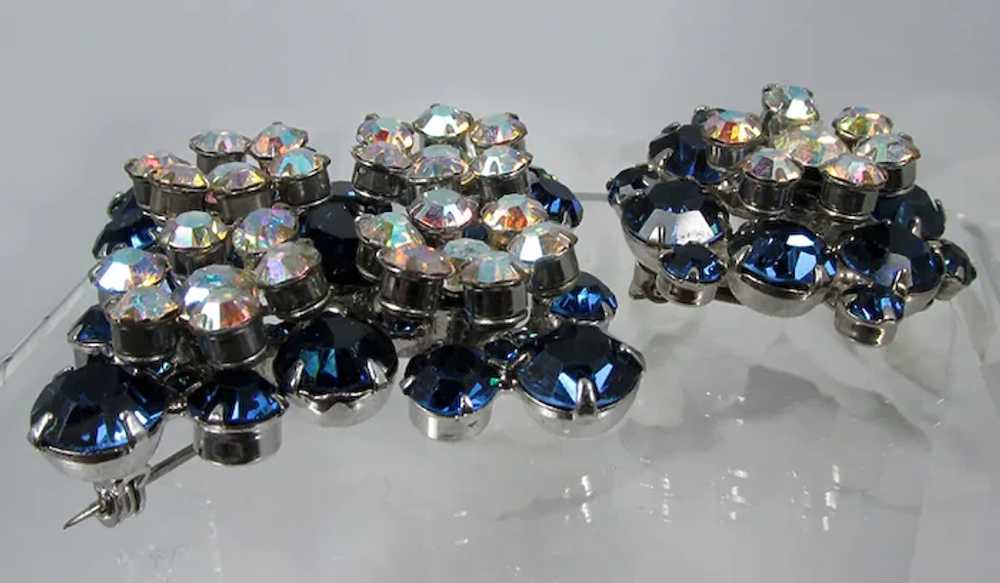 JULIANA Set ~ Two-Tier Brooch & Earrings ~ Blue, … - image 3