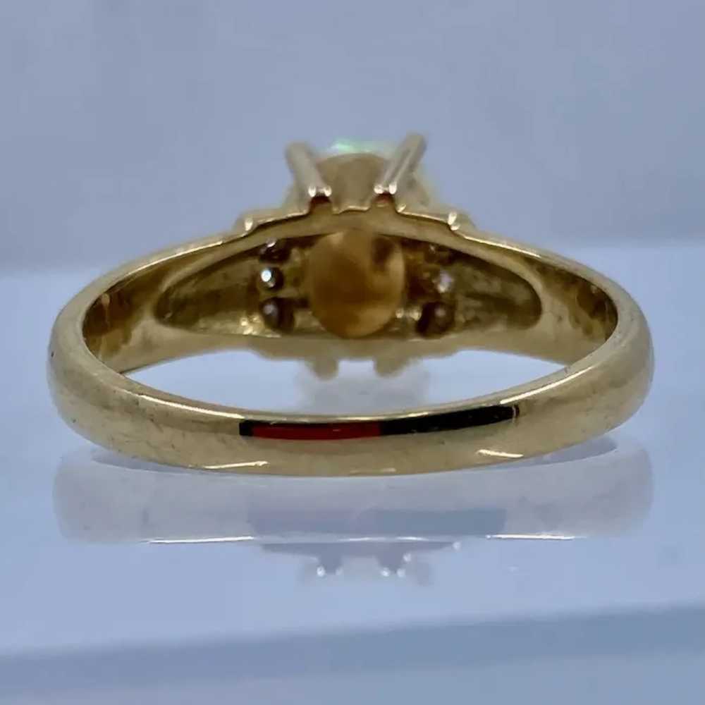 18K Yellow Gold Oval Opal Diamond Ring Sz 7 1/4 - image 8