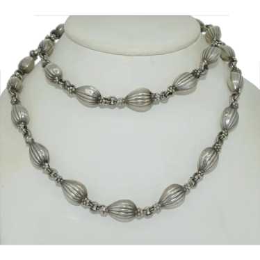 Vintage Sterling Silver Fancy Link Chain Necklace - image 1