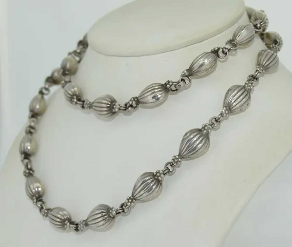 Vintage Sterling Silver Fancy Link Chain Necklace - image 3