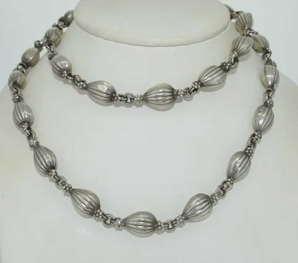 Vintage Sterling Silver Fancy Link Chain Necklace - image 6