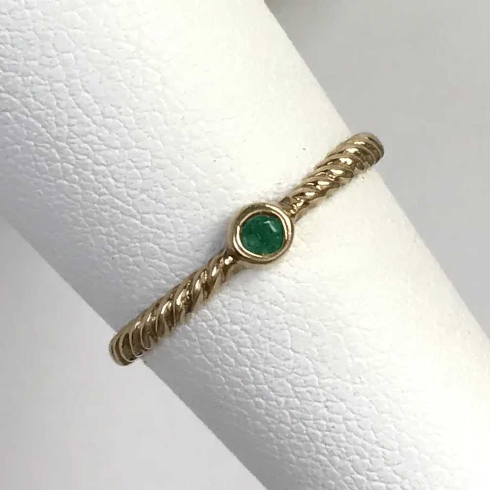 Stackable Sweetie! Bezel Mounted Emerald Ring 10K… - image 12