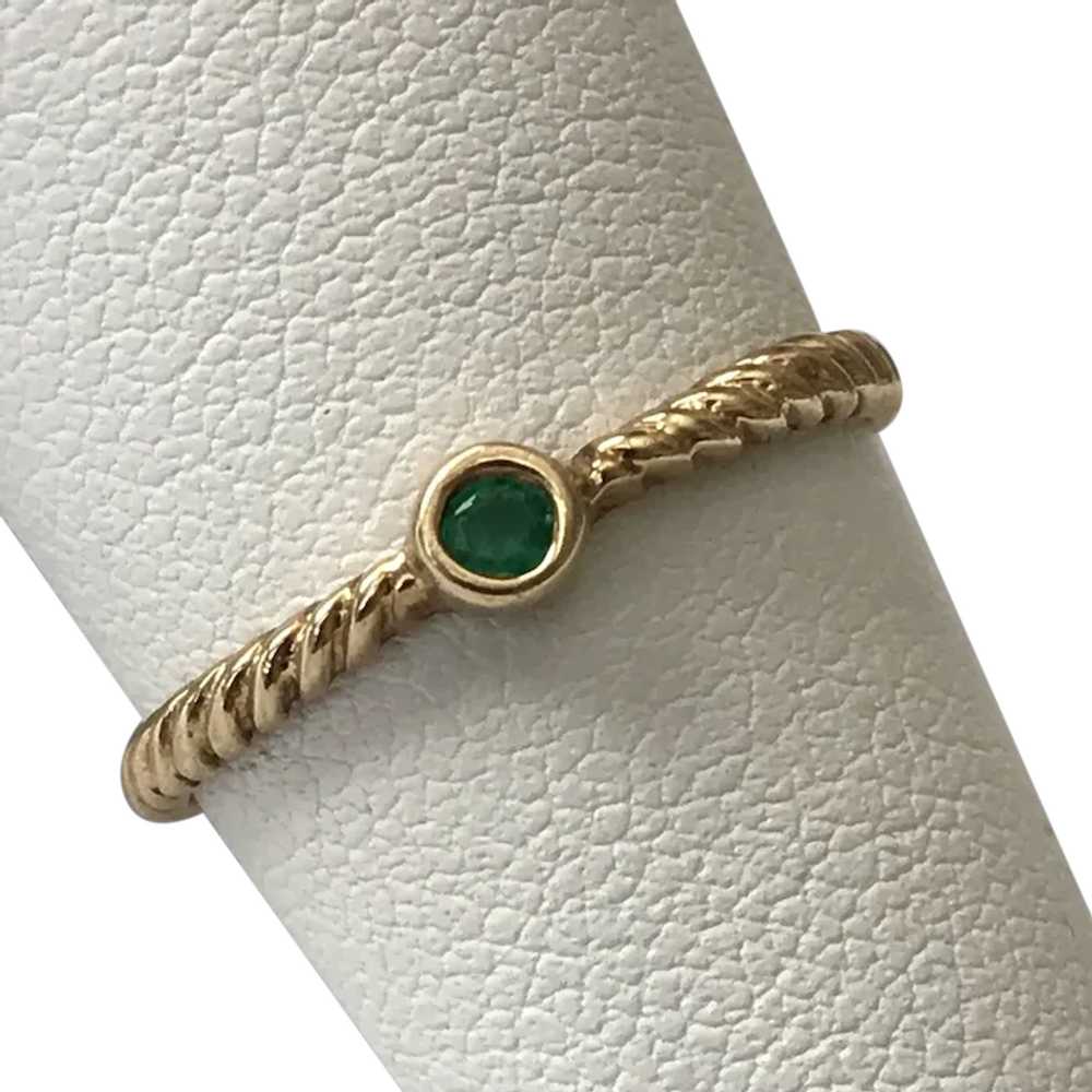 Stackable Sweetie! Bezel Mounted Emerald Ring 10K… - image 1
