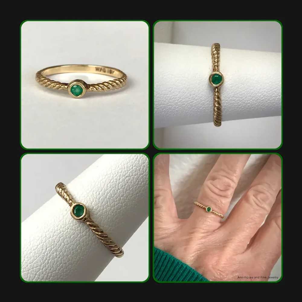 Stackable Sweetie! Bezel Mounted Emerald Ring 10K… - image 2