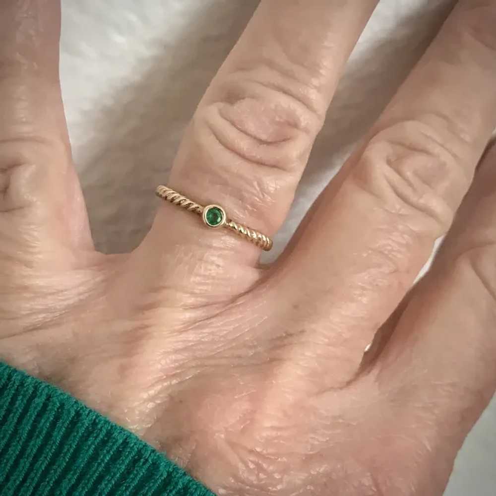Stackable Sweetie! Bezel Mounted Emerald Ring 10K… - image 3