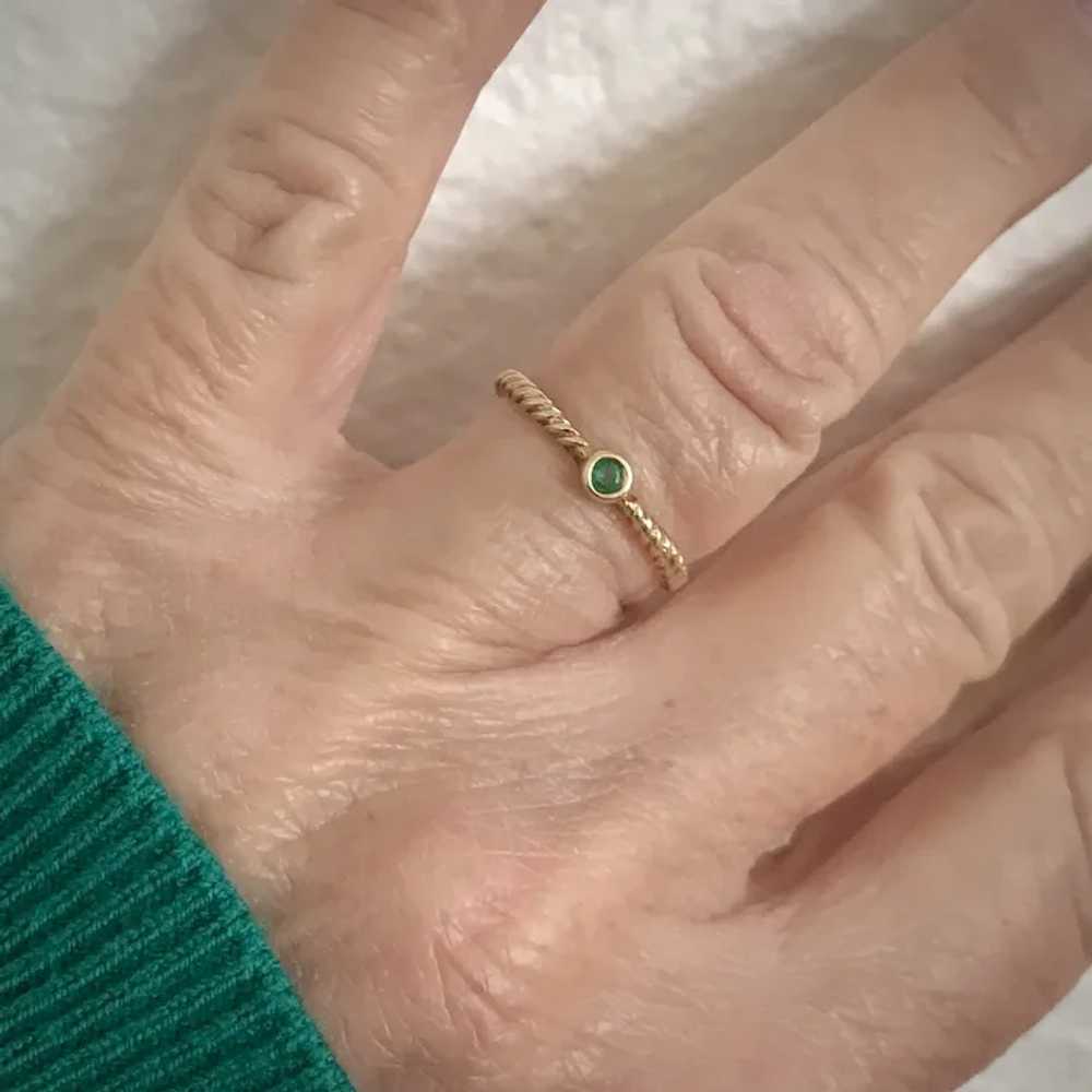 Stackable Sweetie! Bezel Mounted Emerald Ring 10K… - image 4