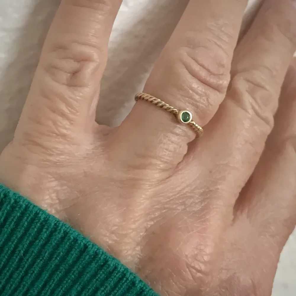 Stackable Sweetie! Bezel Mounted Emerald Ring 10K… - image 5