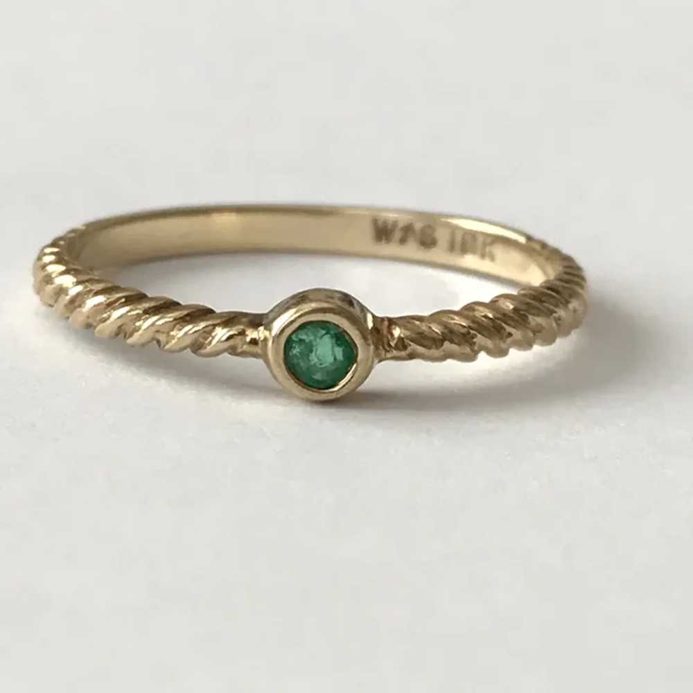 Stackable Sweetie! Bezel Mounted Emerald Ring 10K… - image 6