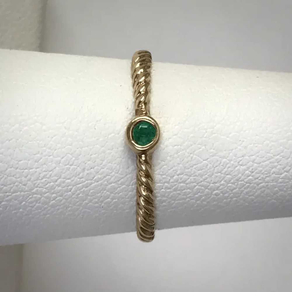 Stackable Sweetie! Bezel Mounted Emerald Ring 10K… - image 7