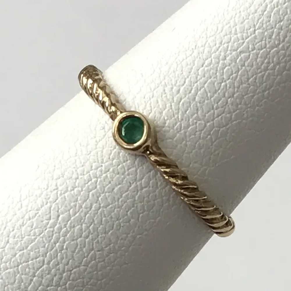 Stackable Sweetie! Bezel Mounted Emerald Ring 10K… - image 8
