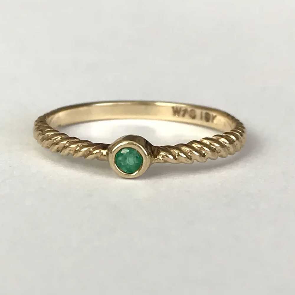 Stackable Sweetie! Bezel Mounted Emerald Ring 10K… - image 9