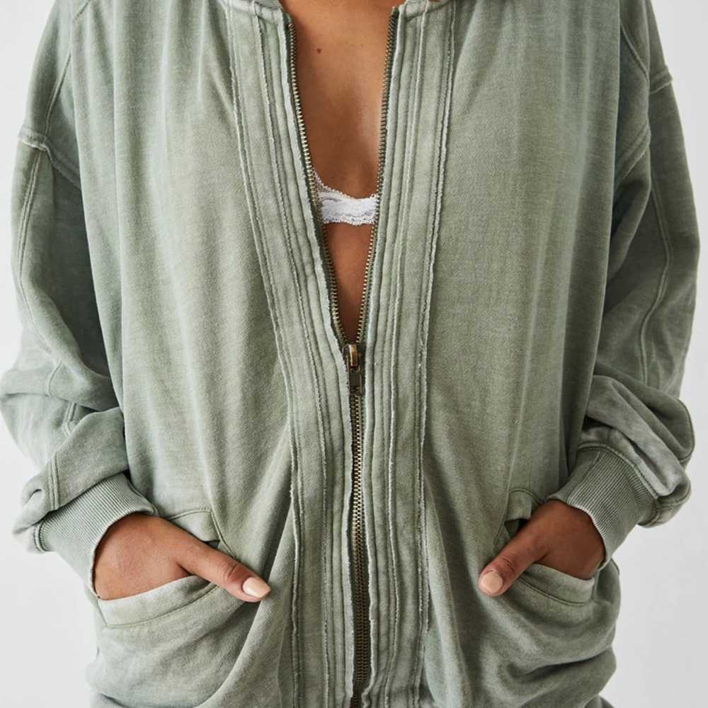 Free People Robby Bomber Light Green Jacket Overs… - image 1